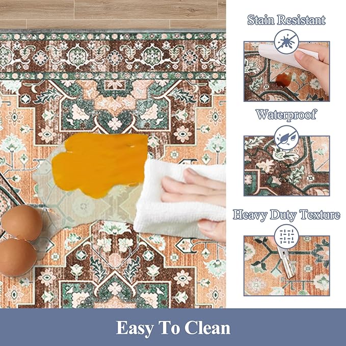 HEBE Anti Fatigue Kitchen Rugs Sets of 2, Non Slip Kitchen Mats for Floor, Waterproof Cushioned Comfort Standing Carpet for Kitchen Sink, Home Office, Laundry Room