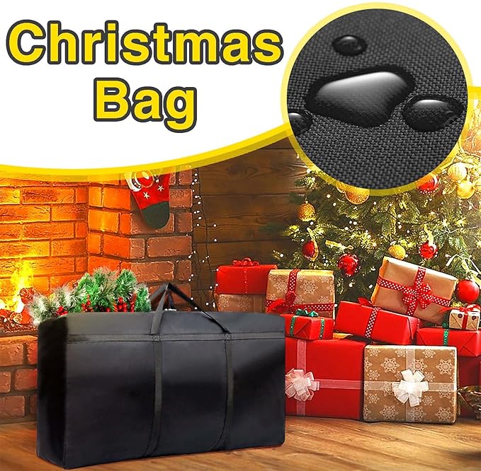 Small Christmas Tree Storage Bag for 4ft / 3ft, Clothes Storage Bags Heavy Duty Xmas Tree Storage Container with Reinforced Handles & Dual Zippers Waterproof Fake Tree Saver Bag (Black)