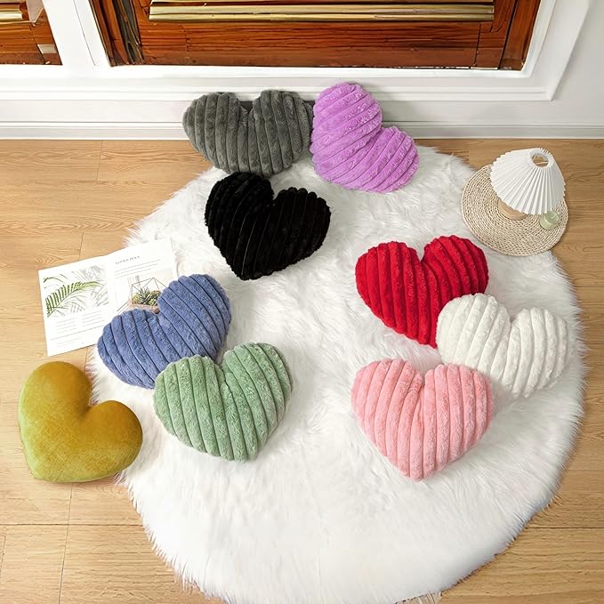 16 Inch Gold Heart Pillow Decorative Throw Pillows, Heart Shaped Soft Fluffy Cute Pillows Cushions for Valentines Wedding Couch Chair Bed Bedroom Room Home Decor Aesthetic (1, Gold, Medium-16"x13")