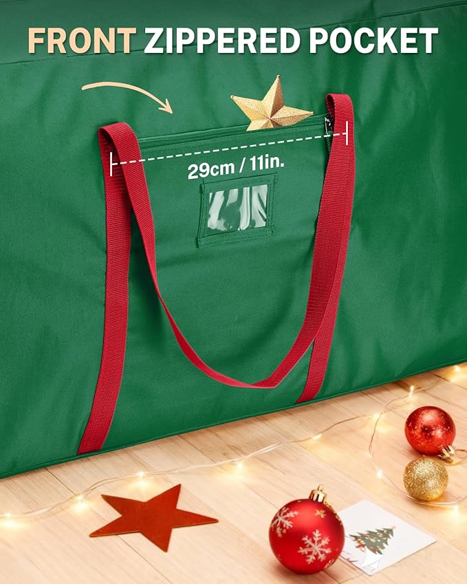 Christmas Tree Storage Bag, MaidMAX Christmas Tree Bag Fits Up to 7.5 ft Tall, Heavy-Duty 600D Oxford Fabric Christmas Tree Storage Box with Handles, Wide Opening Tree Storage Container (Green)