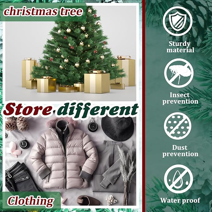Paterr 2 Pack 7.5 ft Large Christmas Tree Storage Bag, 600d Waterproof Oxford Heavy Duty Artificial Christmas Tree Container Trees Storage Holder Bag Box with Reinforced Handle Dual Zipper(Black)