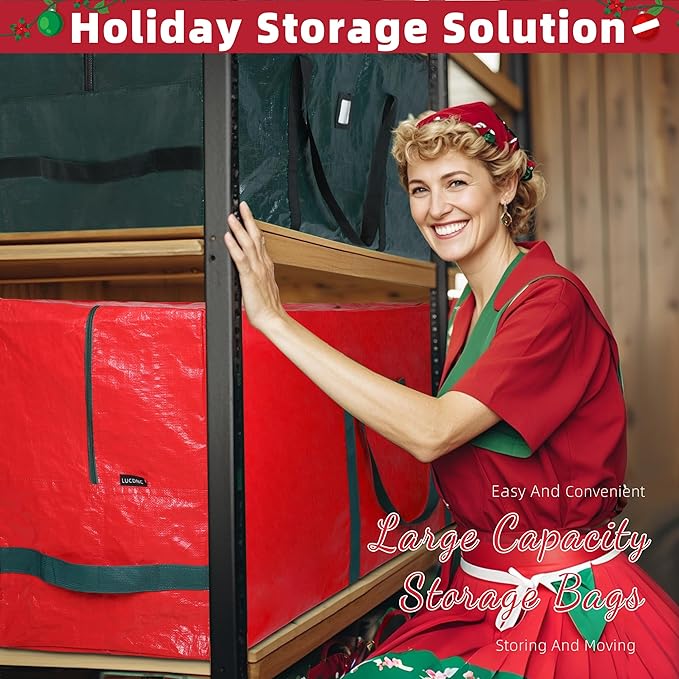 Large Christmas Tree Storage Bags Heavy Duty Tree Bags Holiday Storage Bags Protects From Moisture Or Dust,Alternative To Xmas Tree Storage Box (Green, 9 Ft)