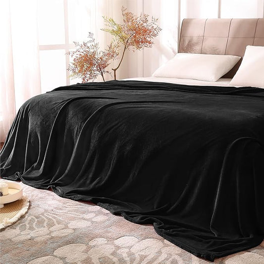 BEDELITE King Size Blanket for Bed, Luxury Plush Cozy Fuzzy Fleece Blanket 108x90 inches, Super Soft Warm Big Lightweight Throw Blanket All Seasons Suitable, Black