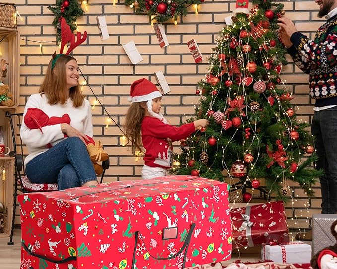 Rolling Christmas Tree Storage Bag - 9 Ft Xmas Tree Storage Bag for Artificial Trees，600D Waterproof Oxford，Dual Zippered with Durable Wheels & Handles, Dolly-Style Duffle Xmas Storage Container