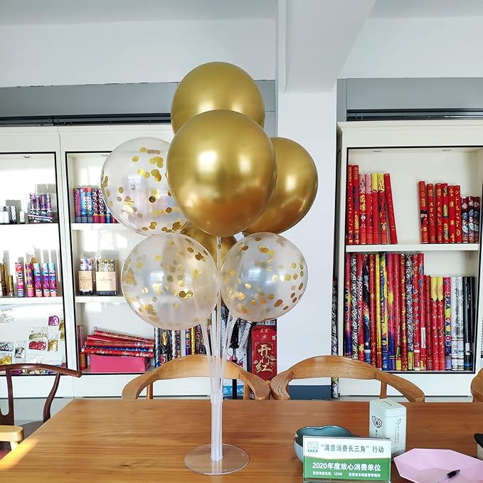 ZJDHPTY Gold Party Decorations 4Set Balloon Stand Table Centerpieces for Birthday Bridal Shower Wedding Anniversary Engagement Mother's Day Father's Day Graduation Decorations 2026 New Years Eve
