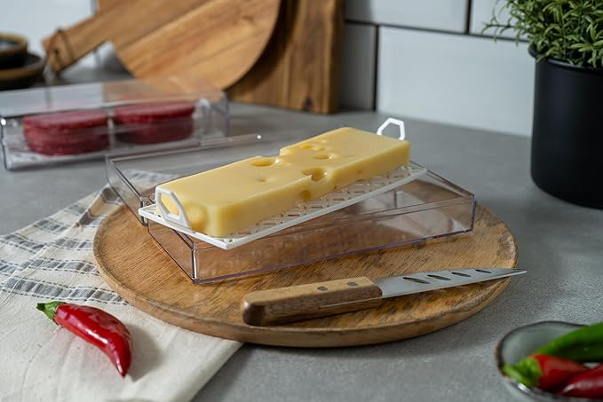 Pikanty Cheese Keeper | Storage Container for Fridge | Food Box with Hinged Lid and Removable Tray | Sliced Cheese Organizer | Made in USA