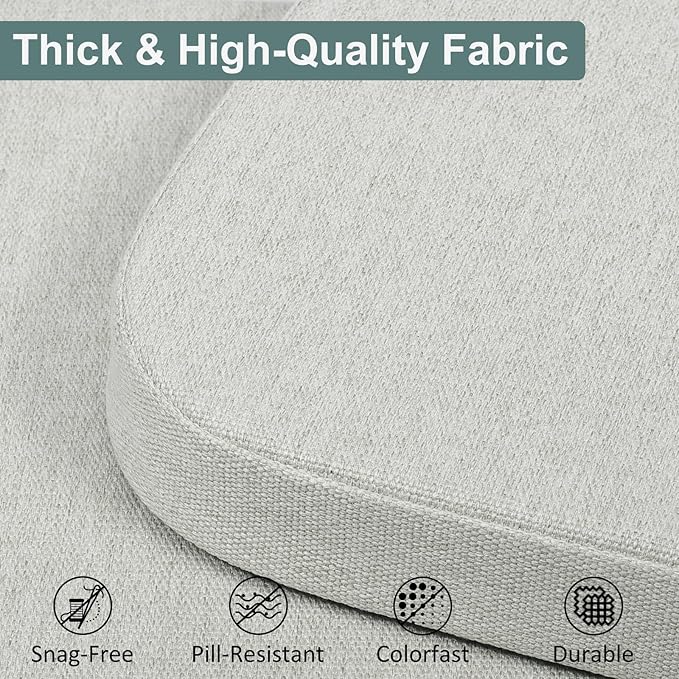 Shinnwa Dining Chairs Cushions Set of 6, Patented Design Memory Foam Kitchen Chair Pads with Ties and Washable Cover, 6 Pack, 17" x 16" x 2", Off White