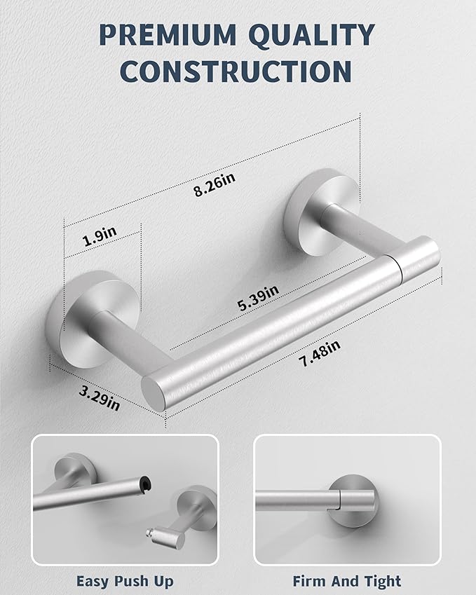 RARXTR Bathroom Toilet Paper Holder Wall Mount SUS304 Stainless Steel Double Post Pivoting Toilet Paper Roll Holder Wall Mounted for Bathroom RV Commercial Toilet Tissue Dispensers, Brushed Nickel