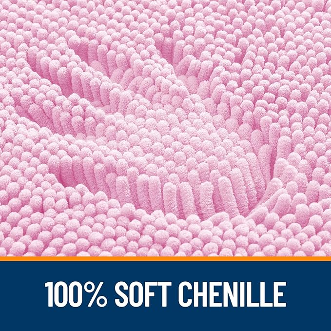 OLANLY Large Bathroom Rugs 40x32, Extra Soft Absorbent Chenille Bath Rugs, Rubber Backing Quick Dry, Machine Washable Bath Mats for Bathroom Floor, Tub and Shower, Home Decor Accessories, Pink