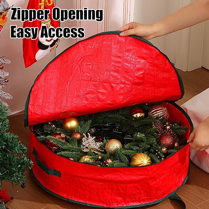 Wreath Storage Container,Christmas Wreath Storage - Waterproof with Sturdy Carry Handle Dust Protection Organizers for Under Bed Toy Home Garage Organization