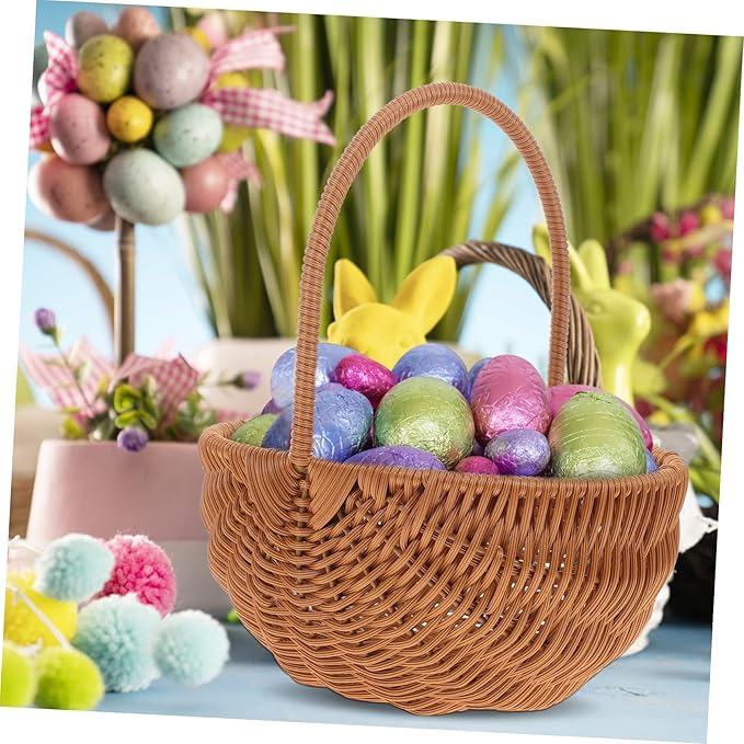 LABRIMP Rectangular Mini Woven Easter Basket with Handle for Storage Decorative Basket for Boys and Girls Parties and Home Organization for Candy and Items Storage