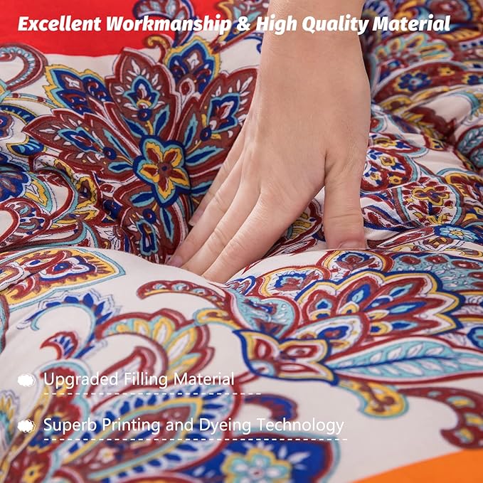 MAXYOYO Bohemian Retro Floor Mattress Vintage Floral Japanese Futon Mattress Roll Up Thicken Sleeping Mat Portable Camping Mattress Floor Lounger Couch Pad, Twin Size