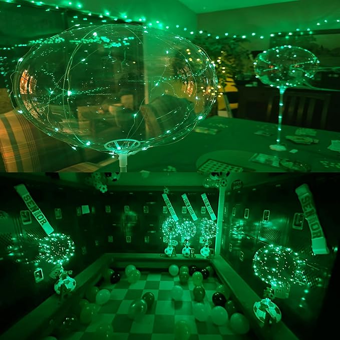 Lightsfever Green LED Balloons 6pc Light up Balloon with sticks and stands and batteries, for tabletop no helium required DIY Kit (Green)