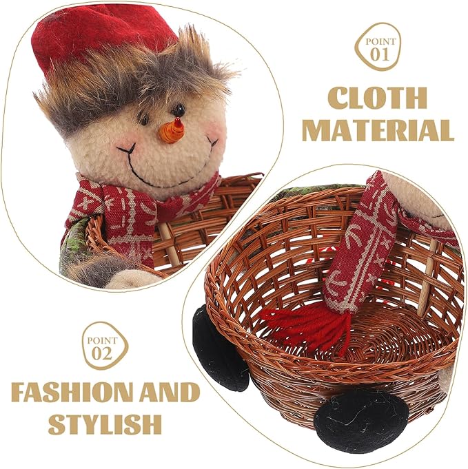 Outanaya Christmas Balls Ornaments Snowman Decor Candy Storage Basket Xmas Party Holder Random Style