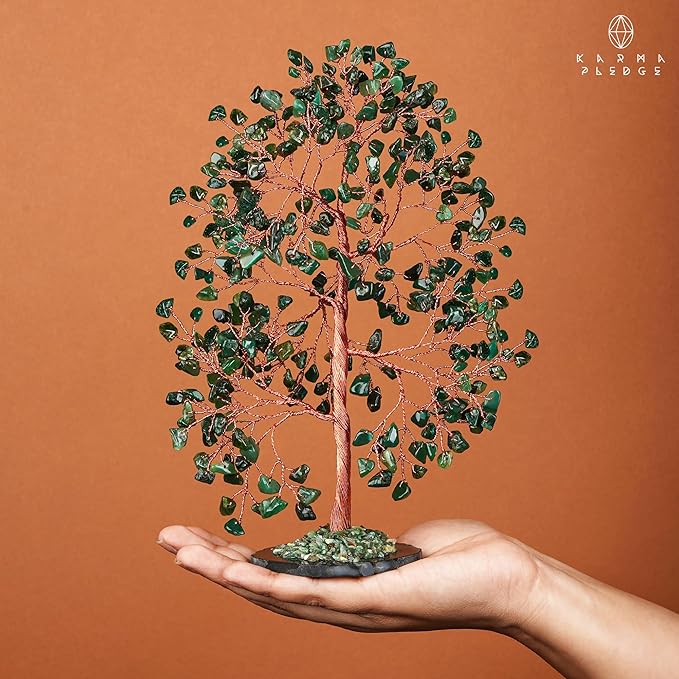 Crystal Tree of Life Birthday Gifts for Women, Men, Frineds, Handmade Green Aventurine Chakra Healing Tree for Home, Room, Office Decor, Bring Money, Positivity, Good Luck, Gifts for Mom & Dad