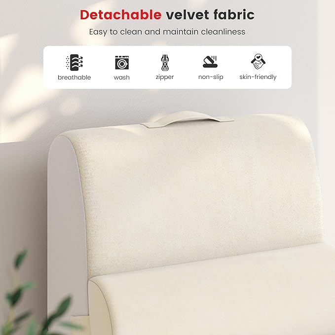 Homkdom Reading Pillow for Sitting in Bed Adult, 22" Back Pillow for Bed Sitting up with Armrests & Storage Pockets, Ergonomic Wedge Pillow for Watching TV, Gaming, Working, Recovery, 5PCS, Beige