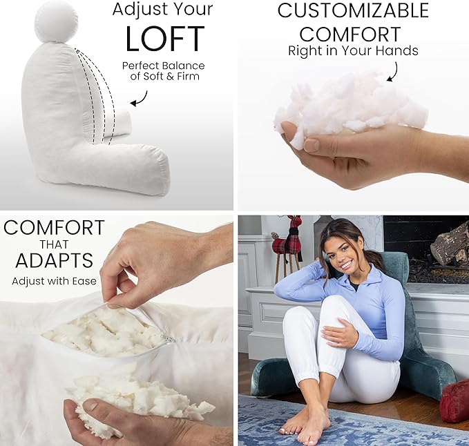 Husband Pillow XXL The Original for Adults - 30" Tall Backrest for Sitting Up in Bed - Firm Support Reading & Bed Rest Pillows for Adults, Neck Roll, Removable Cover - TV - Dark Green
