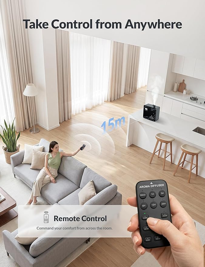 2026 Upgraded 3500 Sq.Ft HVAC Scent Diffuser for Home, Smart Whole House Scent System with App & Remote Control, Hotel Collection Waterless Diffuser for Large Room, Cold Air Tech, 600mL, Marble Black