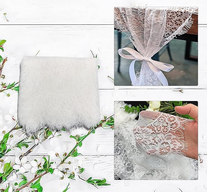 10 Pcs White Lace Table Runner 14 x 120 Inch Embroidered Boho Table Runner for Wedding Party Bridal Shower Decorations Vintage Rustic Table Runners