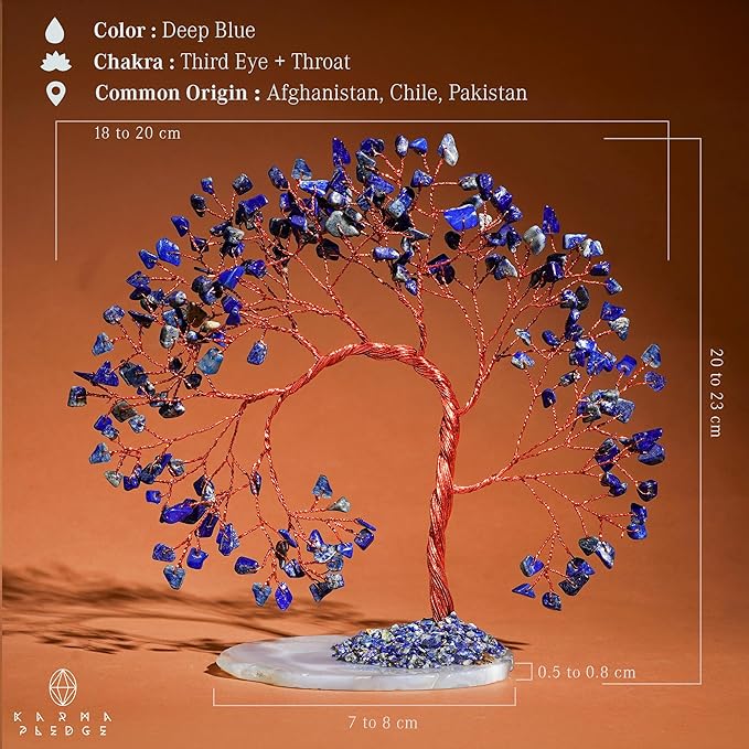 Crystal Tree of Life for Home, Office, Room, Wall Decor to Bring Money & Good Luck, Handmade Lapis Lazuli Healing Chakra Tree Gifts for Women, Men, Mom & Dad, Unique Gifts for Birthday & Anniversary