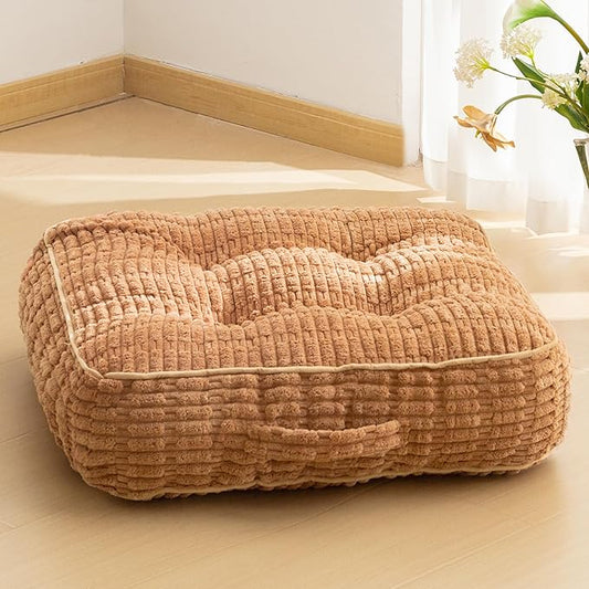 6" Washable Floor Pillow Cushion for Adults, Meditation Cushion Pillow, Removable Tufted Blended Corduroy Cover, Large Square Floor Sitting for Tatami Living Room or Yoga, 22x22 Inch, Machine Washable