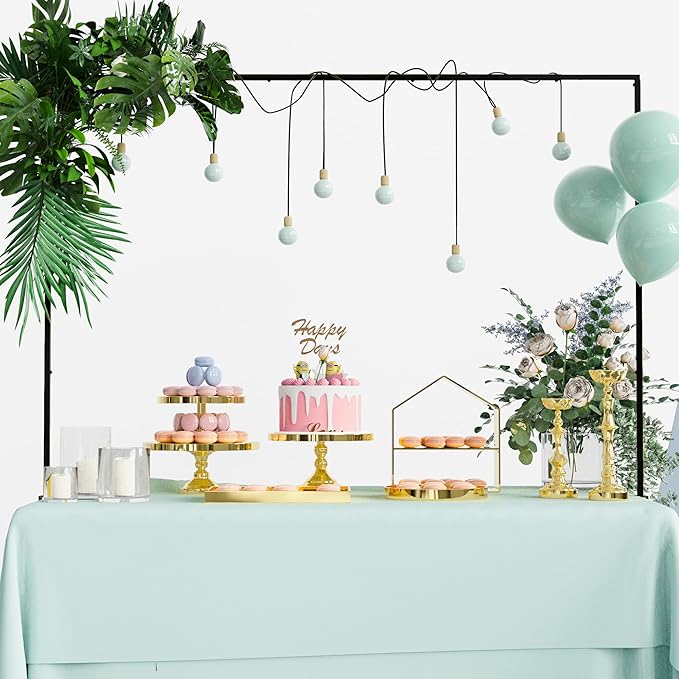 Over The Table Rod Stand with Clamps Adjustable 13''-42'' Tall 29"-98" Length Black Table Arch Hanging for Wedding Birthday Party Halloween Christmas