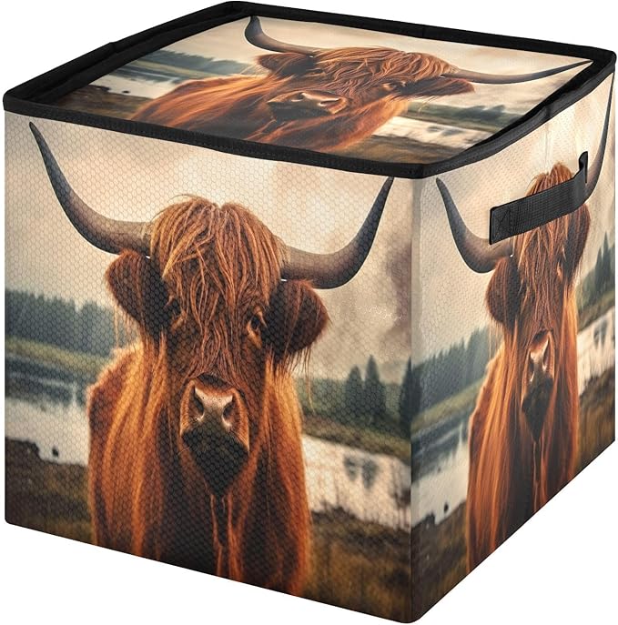 Kigai Highland Cow Christmas Ornament Storage Box with Zipper & Adjustable Dividers Holiday Ornament Organizer Xmas Storage Container, 64 Balls
