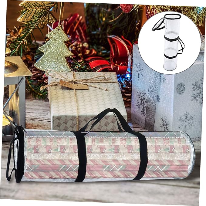 SOESFOUFU Wrapping Paper Storage Organizer Zippered Top Space-saving Christmas Storage Bag for under Bed Closet Transparent Design for Holiday Packing and Wrapping Supplies
