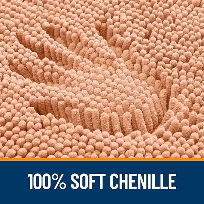 OLANLY Bathroom Runner Rugs 70x24, Extra Soft Absorbent Chenille Bath Rugs, Rubber Backing Quick Dry, Machine Washable Long Bath Mats for Bathroom Floor, Tub and Shower, Home Decor Accessories, Peach