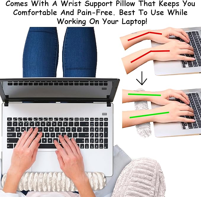 Homie Reading Pillow with Reading Light and Wrist Support, Has Arm Rests, and Back Support for Bed Rest, Lounging, Reading, Working on Laptop, Watching TV (White)