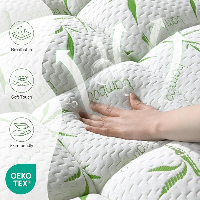 3 Inch Mattress Topper California King Size - 1500GSM 3D+7D Down Alternative Fill,Viscose Made from Bambu,Cooling Firm Pillow Top Mattress Pad for Back Pain with 6"-18" Deep Pocket (72"x84")