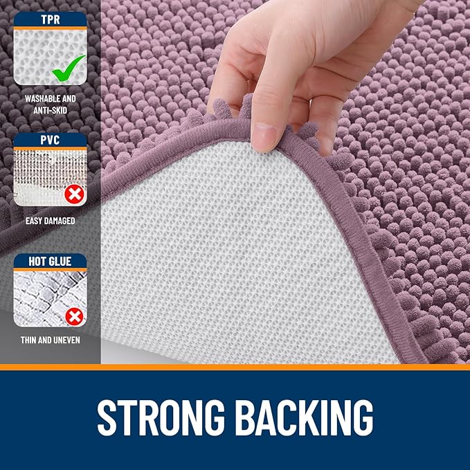 OLANLY Bathroom Runner Rugs 70x24, Soft Absorbent Chenille Bath Rugs, Rubber Backing Quick Dry, Machine Washable Long Bath Mats for Bathroom Floor, Tub and Shower, Home Decor Accessories, Deep Plum