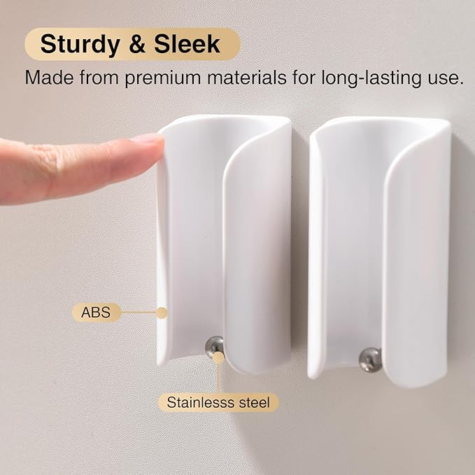 Electric Toothbrush Holder for Bathroom, Wall-Mounted Toothbrush Stand with Self-Adhesive, Compact Bathroom Caddy for Electric Toothbrushes (White-2pcs)