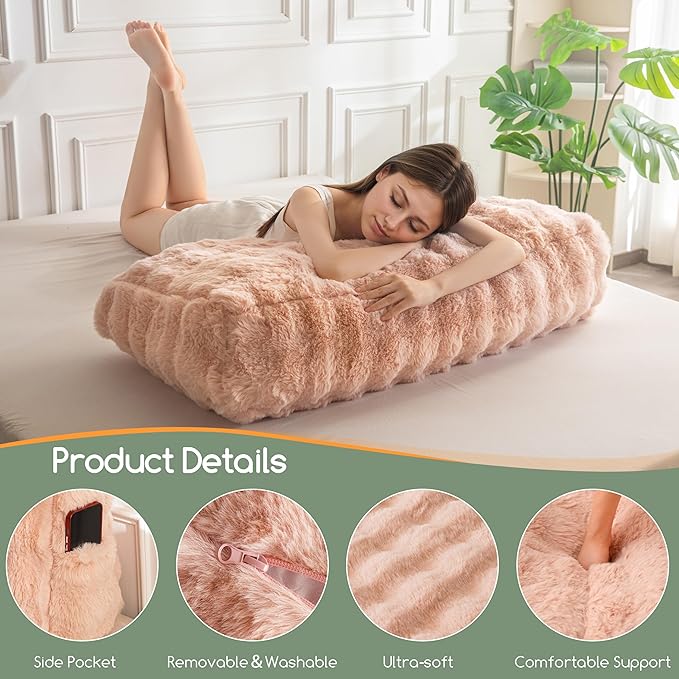 HIGOGOGO Headboard Pillow Twin,Ultra-Soft Wedge Pillow with a Cylindrical Neck Pillow,Memory Foam Filling,Back Support Pillows for Bed Sitting Up, Reading & Working, Removable Cover, 39.4"x19.7"