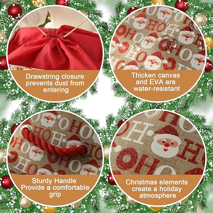 INough Christmas Baskets for Gifts Empty, Baby Basket Collapsible Santa Storage Bins Bright and Festive Gift Storage Container for Christmas, Christmas Decor for Baby/Kids/Nursery Room