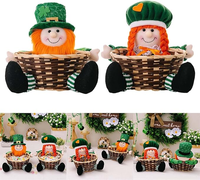 Holiday Candy Basket Irish Atricks Day Candy Storage Doll Festival Beautiful Decorations Ornament Indoor Storage Basket