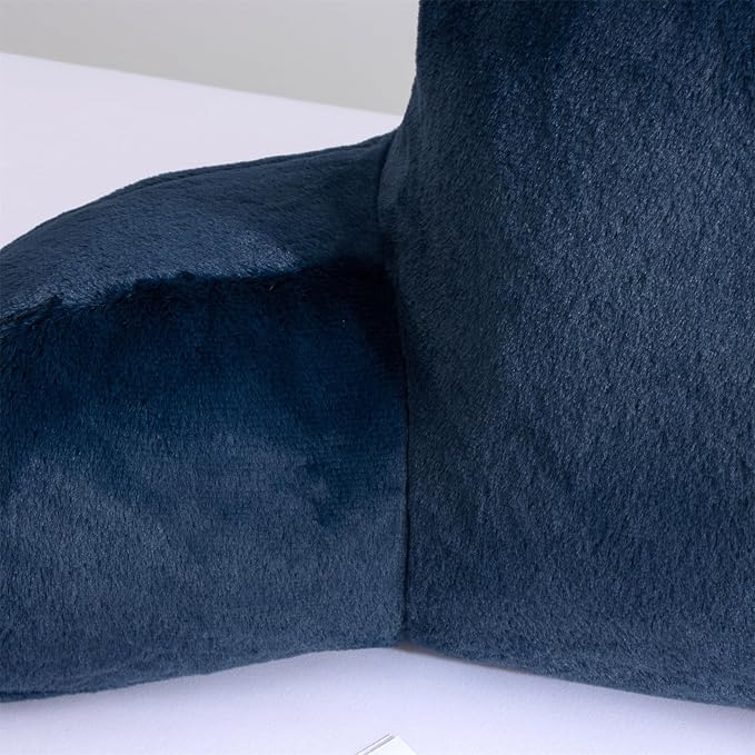Aimuan Reading Pillow Bed Rest Wedge Large Adult Backrest Pillow with Arms Back Support for Sitting Up in Bed Cushion Incline Rest Sleeping Snoring Pillow, Dark Blue Large