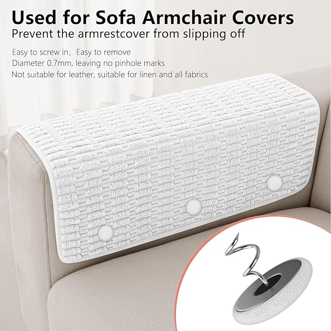 12 Colors Fabric Covered Button Twist Pins Dust Ruffle Pins- for Sofa，Upholstery，Armchair Caddies, Armrest Covers,Bed Skirts, Slipcovers, Headliners (12, Rice White)