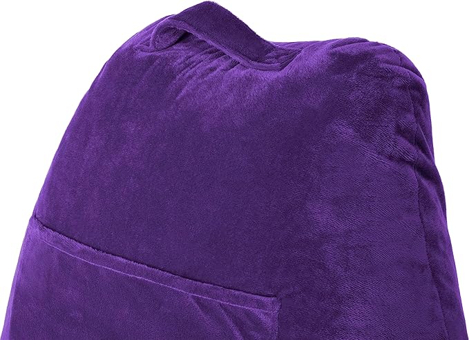 Husband Pillow Reading Pillow with Arms - Standard Backrest for Sitting Up in Bed - Firm Support Bed Rest Pillow for Adults, Neck Roll, Removable Cover -TV, Reading, Lounging - Purple