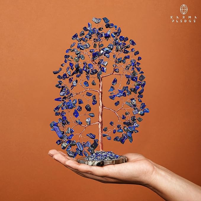 Crystal Tree of Life Birthday Gifts for Women, Men, Frineds, Handmade Lapis Lazuli Chakra Healing Tree for Home, Room, Office Decor, Bring Money, Positivity, Good Luck, Gifts for Mom & Dad