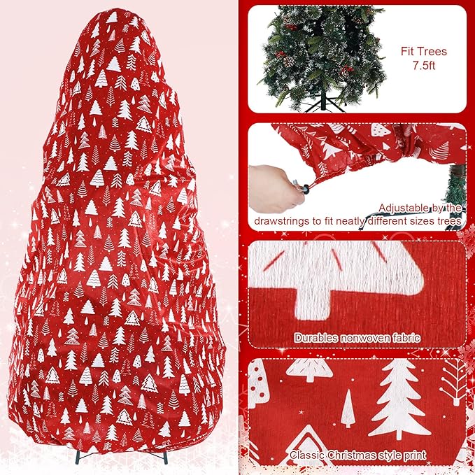 Yeshone 2 Pieces Large Christmas Tree Storage Bag with Drawstring for 7.5 Ft Trees Christmas Trees Covers for Upright Dust Proof Storage Containers(Tree)