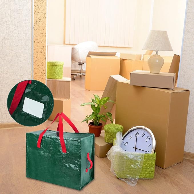 Shappy 6 Pcs Extra Large Storage Bags Jumbo Moving Bags Christmas Ornaments Container Heavy Duty Organizer Storage Bag with Zippers(Green,30 x 16", 24 x 16", 20 x 16")