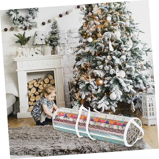 Christmas Wrapping Storage Bag Organizer for Holiday Paper Zip Closure Lightweight Design for Closet Under Bed Door Storage