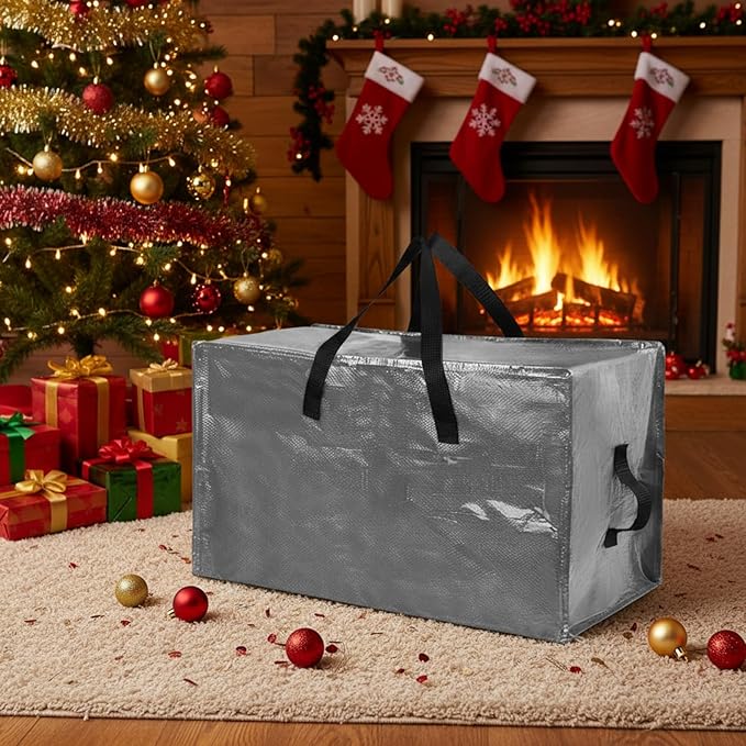 Shappy 6 Pcs Extra Large Storage Bags Jumbo Moving Bags Christmas Ornaments Container Heavy Duty Organizer Storage Bag with Zippers(Grey,30 x 16", 24 x 16", 20 x 16")