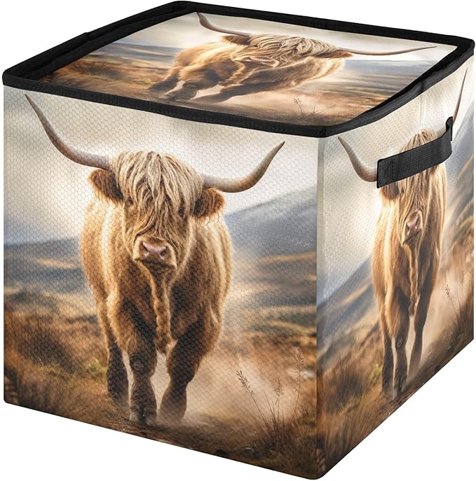 Kigai Highland Cow Christmas Ornament Storage Box with Zipper & Adjustable Dividers Holiday Ornament Organizer Xmas Storage Container, 64 Balls