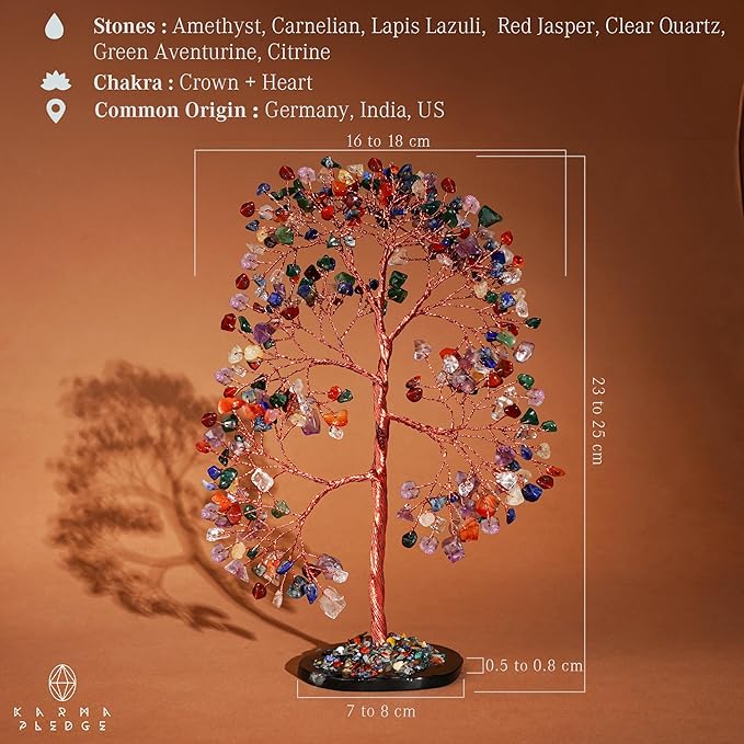 7 Chakra Crystal Tree of Life Birthday Gifts for Women, Men, Frineds, Handmade Reiki Healing Tree for Home, Room, Office Decor, Bring Money, Positivity, Good Luck, Gifts for Mom & Dad