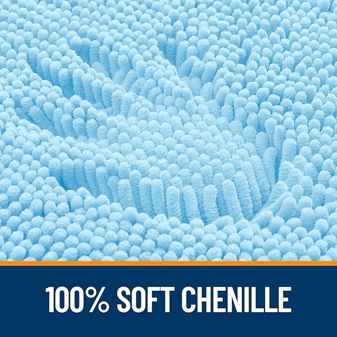 OLANLY Bathroom Runner Rugs 47x20, Soft Absorbent Chenille Bath Rugs, Rubber Backing Quick Dry, Machine Washable Long Bath Mats for Bathroom Floor, Tub and Shower, Home Decor Accessories, Sky Blue
