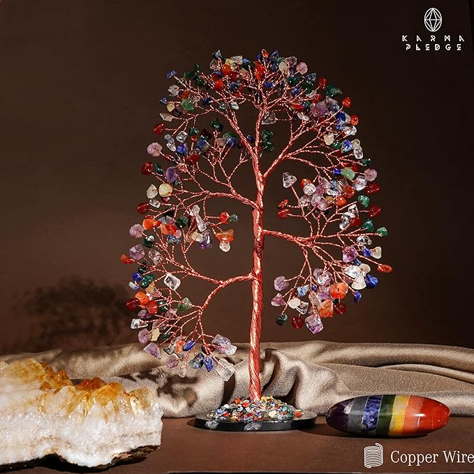 7 Chakra Crystal Tree of Life Birthday Gifts for Women, Men, Frineds, Handmade Reiki Healing Tree for Home, Room, Office Decor, Bring Money, Positivity, Good Luck, Gifts for Mom & Dad