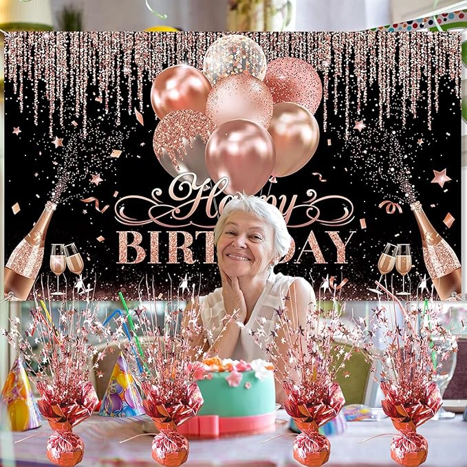 FUBININA 6 Pack Metallic Foil Spray Centerpiece Star Table Decoration Burst Table Centerpieces for Birthday Wedding Anniversary Graduation Holiday Party Supplies Decor, Rose Gold