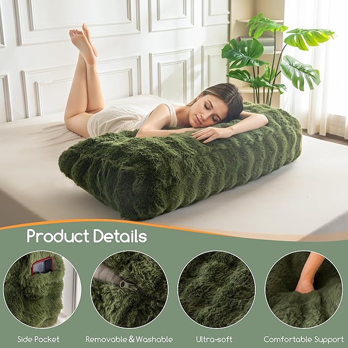 HIGOGOGO Headboard Pillow Twin,Ultra-Soft Wedge Pillow with a Cylindrical Neck Pillow,Memory Foam Filling,Back Support Pillows for Bed Sitting Up, Reading & Working, Removable Cover, 39.4"x19.7"